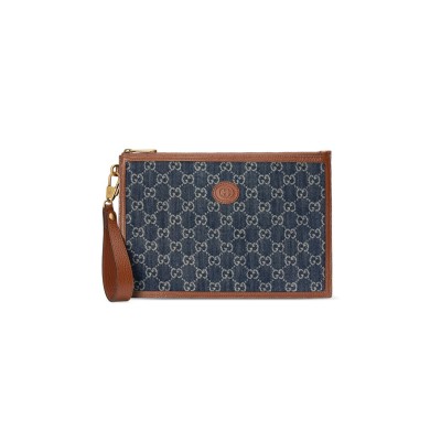 GUCCI GG DENIM POUCH 672953 2KQGT 8375 (30.5*21*1.5cm)